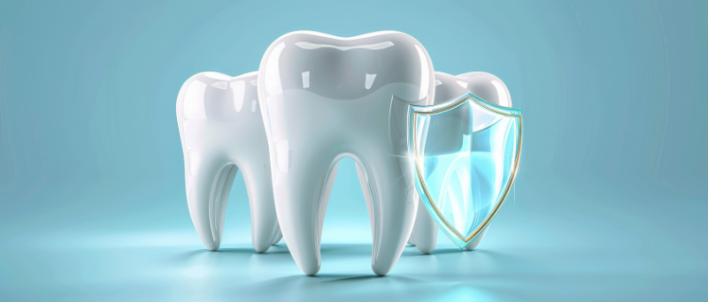 フッ素により虫歯予防をしている歯のイメージ